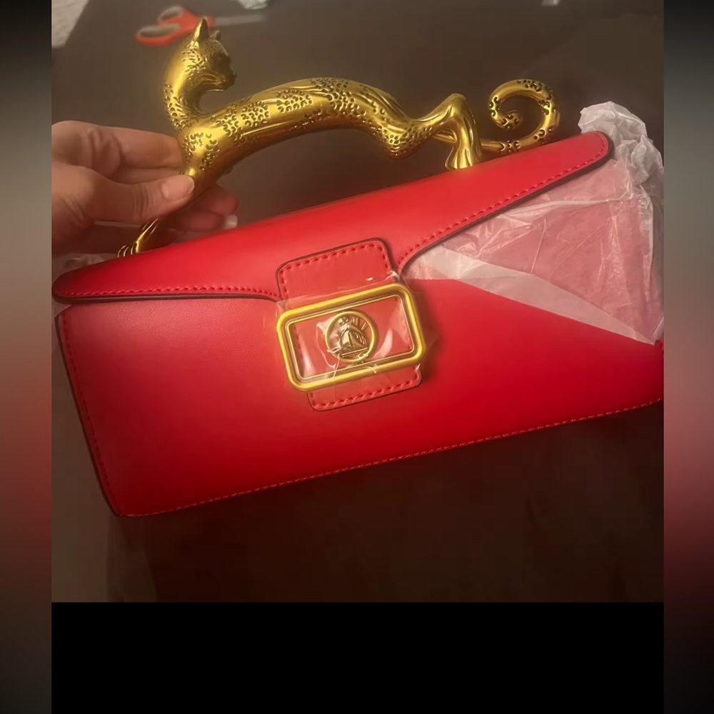 GENUINE LEATHER CAT HANDLE LUXURY CLUTCH BAG - Picture 11 of 15